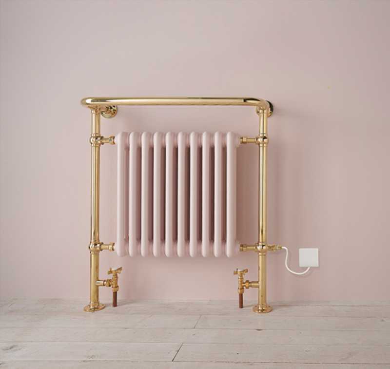 traditional bisque radiators in blush pink and gold