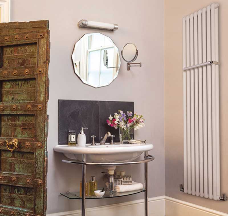 Bisque large wall-hung white bathroom radiator